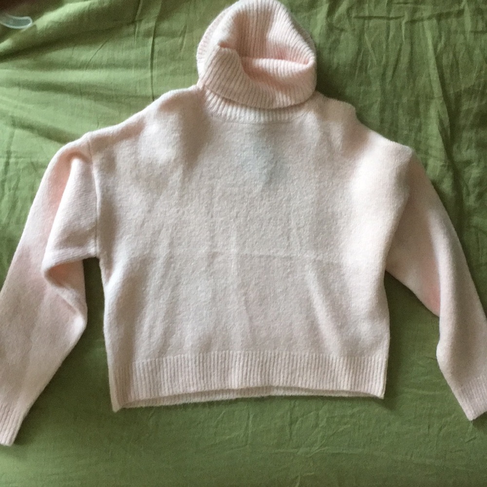 Cropped pink turtleneck
